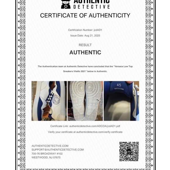 Versace Vitello+Nastro Greca Sneakers Blue/White US Size 12 EU 45 - Picture 4 of 5